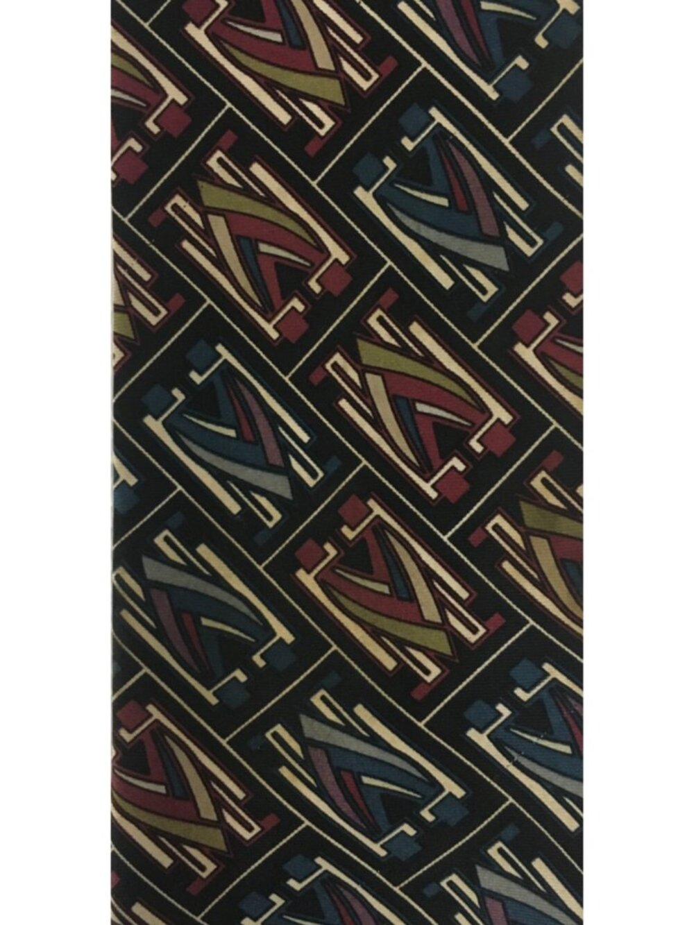 Stafford Neck Tie Black Red Wine Tan Green Geometric Silk 3.75 in Wide 56 in L
